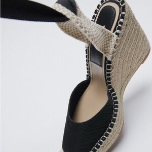 Zara Stylish Black Wedge Espadrilles
